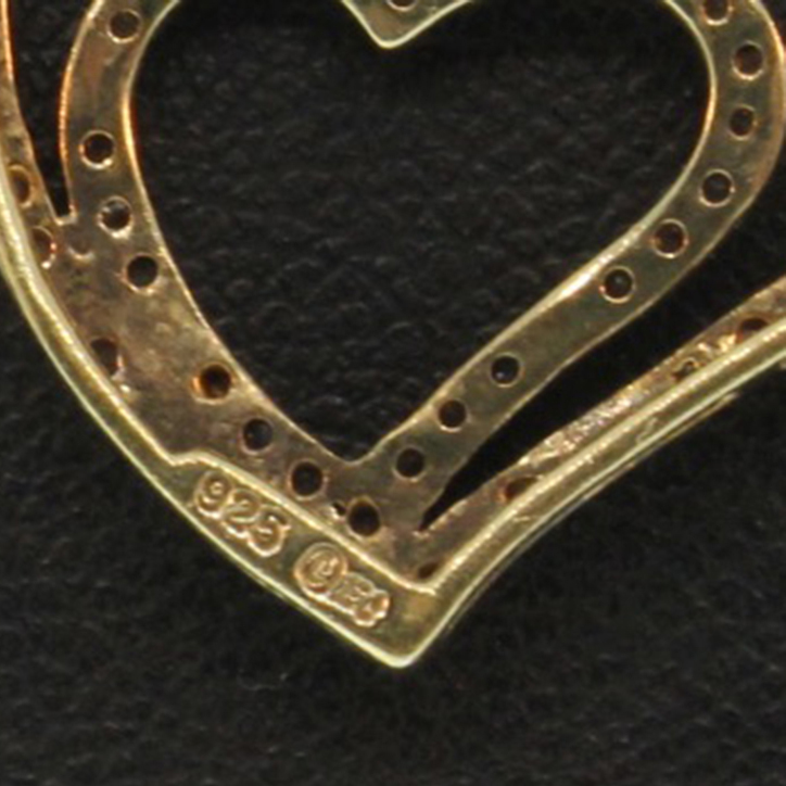 Sterling Silver Necklace with Double Heart Shaped Pendant with Diamonds