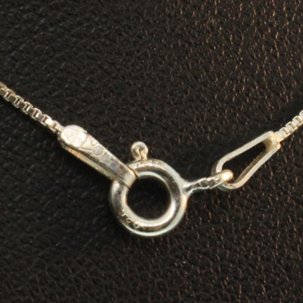 Sterling Silver Necklace with Double Heart Shaped Pendant with Diamonds