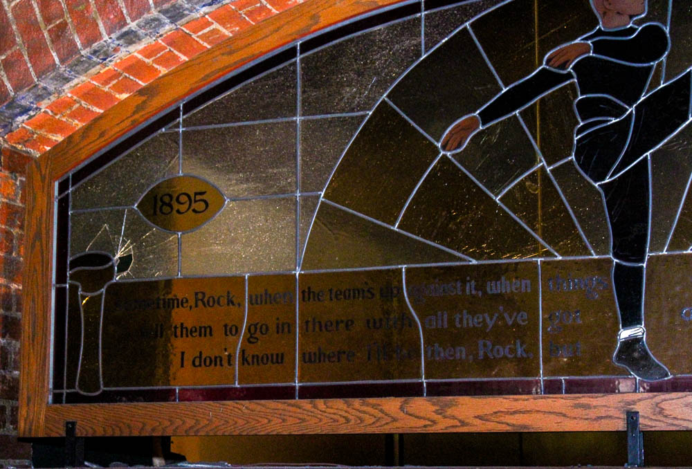 Large Stained Glass Commemorating Notre Dame Legend George Gipp