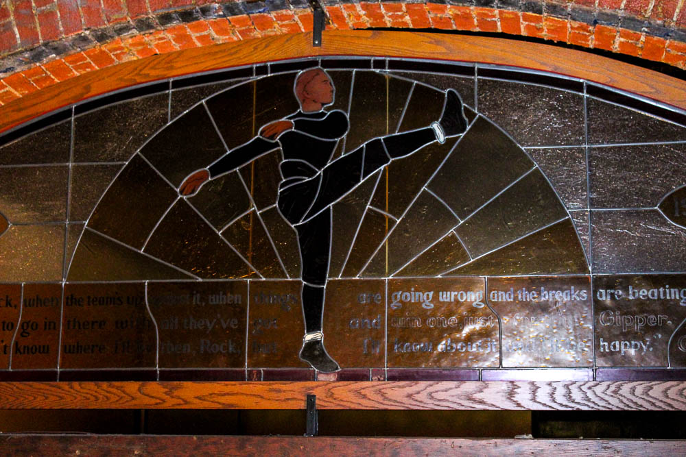 Large Stained Glass Commemorating Notre Dame Legend George Gipp