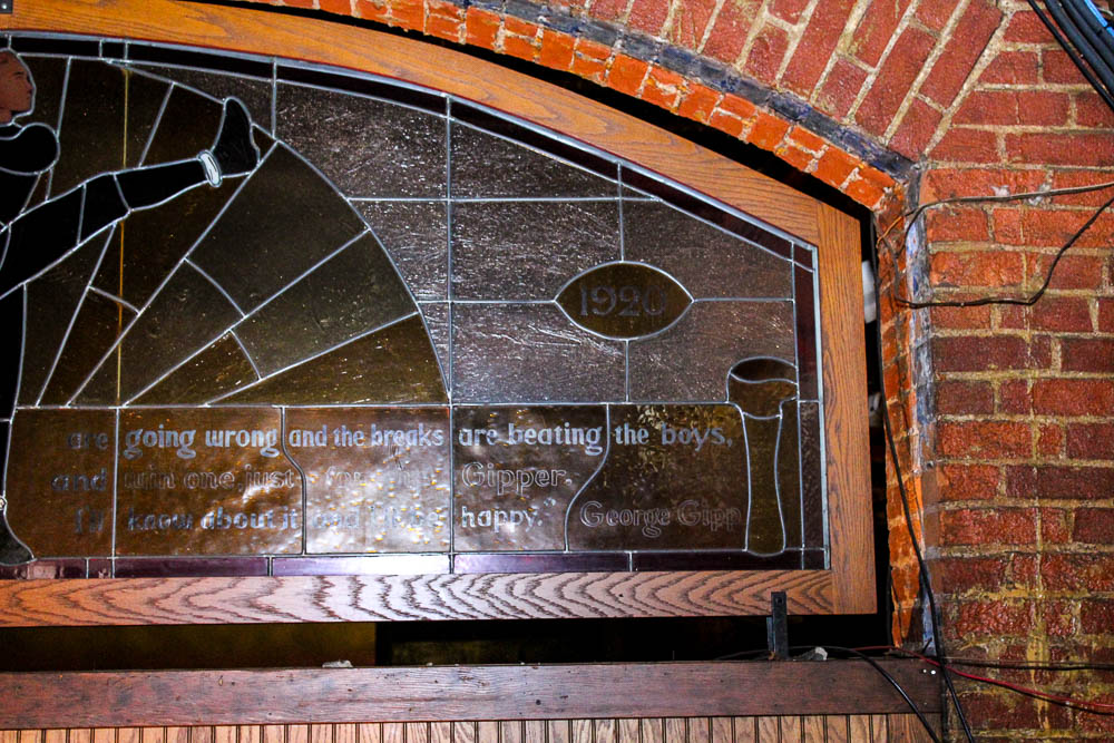 Large Stained Glass Commemorating Notre Dame Legend George Gipp