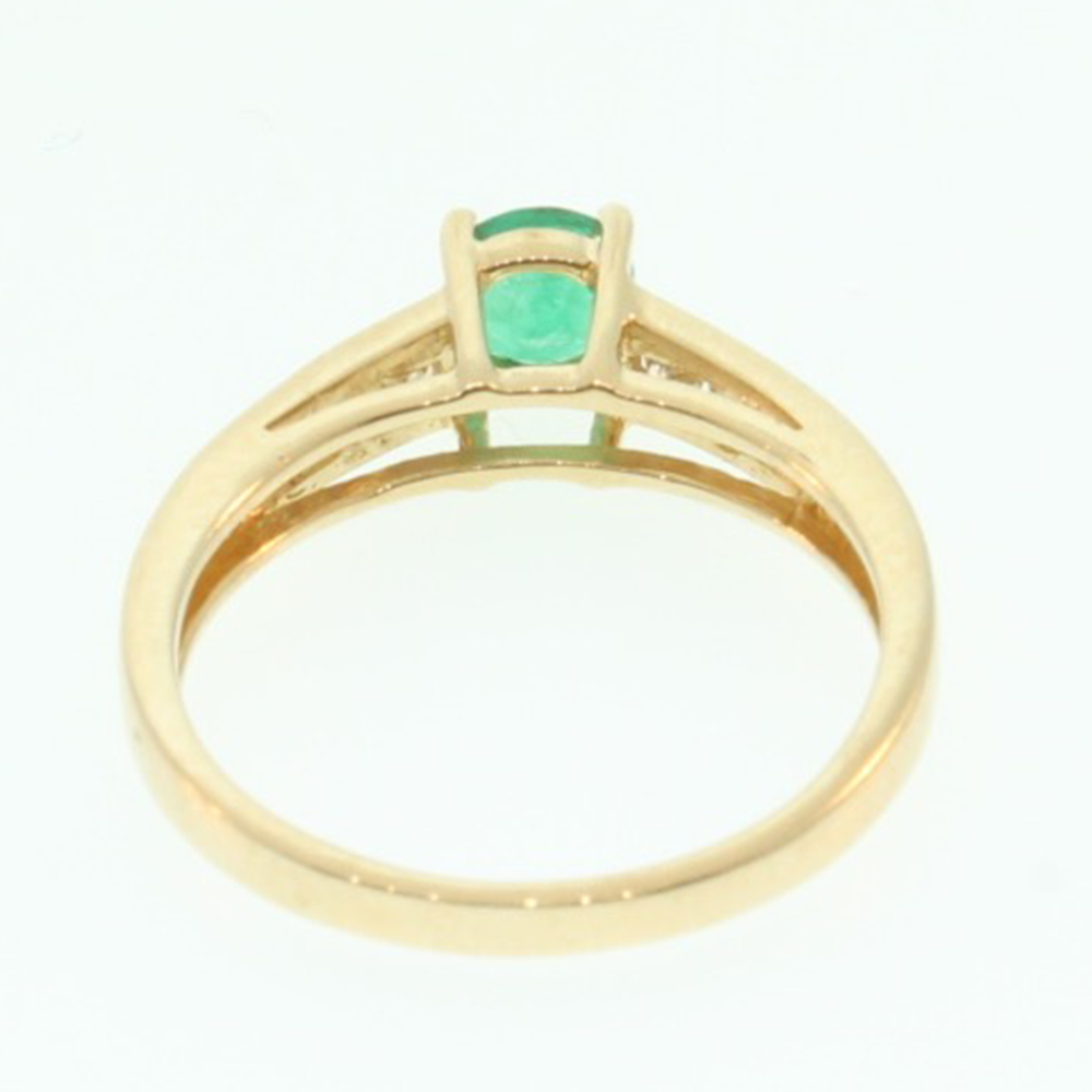14K Gold Ring with Emerald with Diamonds