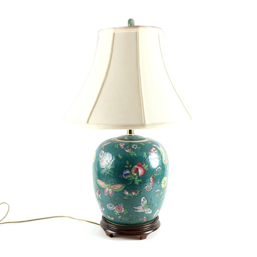 Chinese Inspired Butterfly Ceramic Lamp