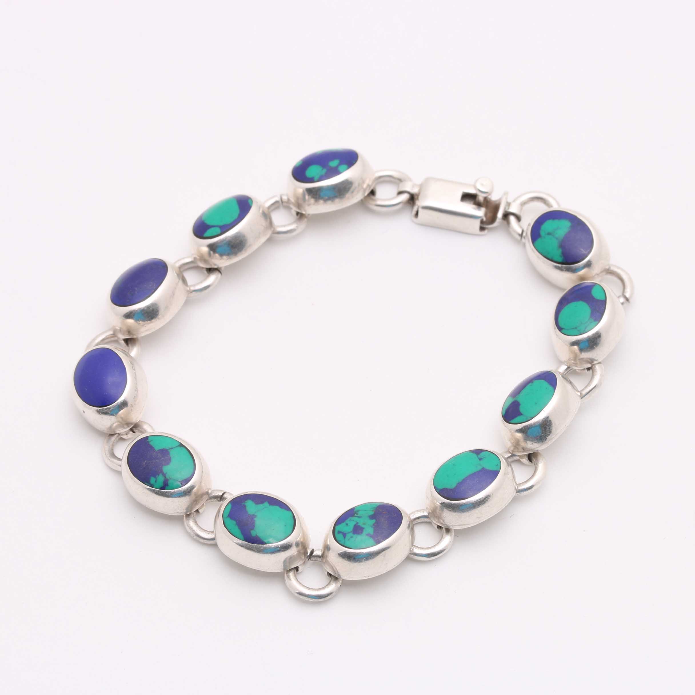 Sterling Silver Gemstone Bracelet and Earrings