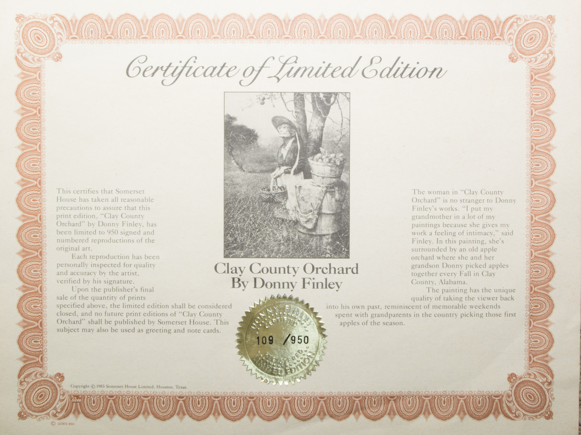 Donny Finley "Clay Country Orchard" Signed Offset Lithograph