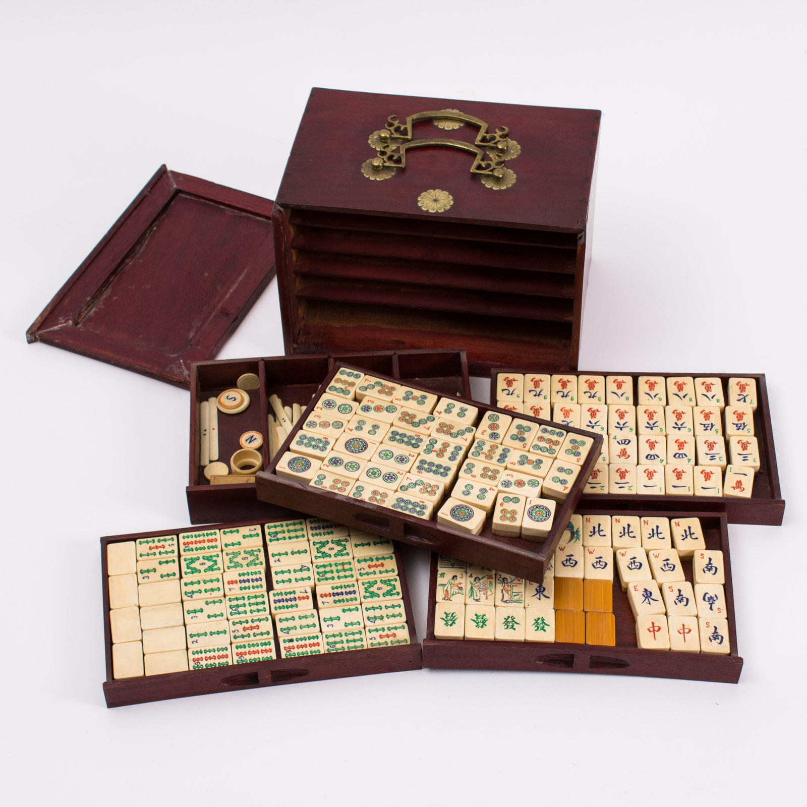 Vintage Bone Mah Jongg Set