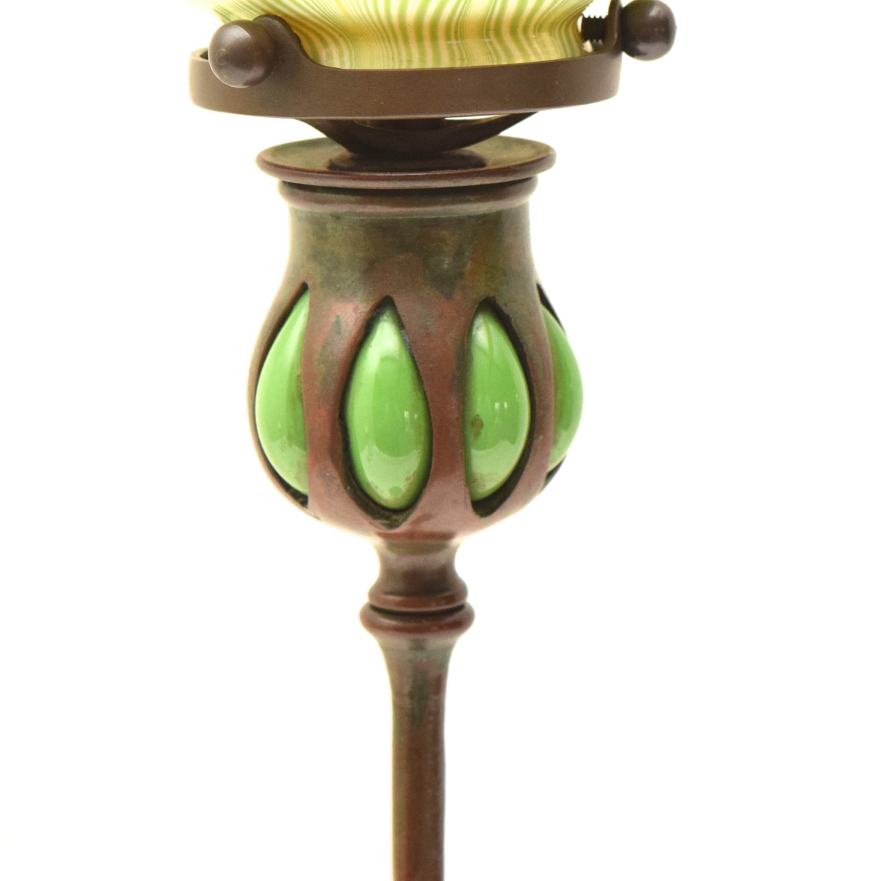 Signed Tiffany Studios Bronze Candle Holder