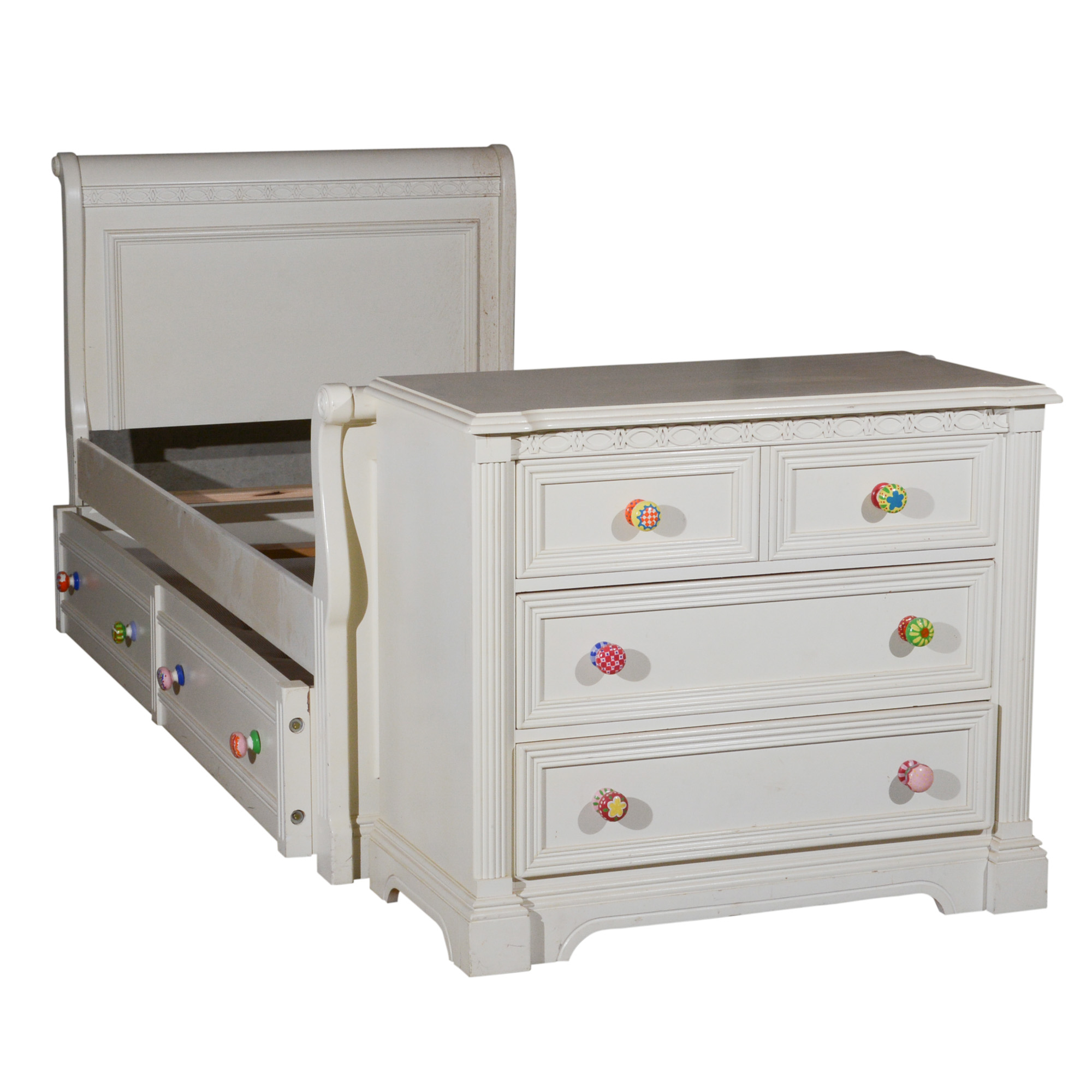 Girls Lexington Trundle Sleigh Bed and Dresser