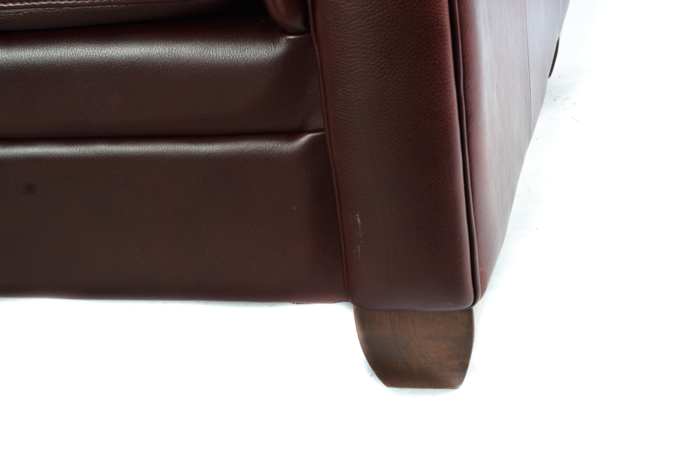 Ethan Allen Leather Club Chair with Ottoman