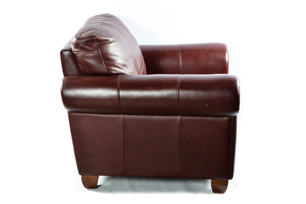 Ethan Allen Leather Club Chair with Ottoman