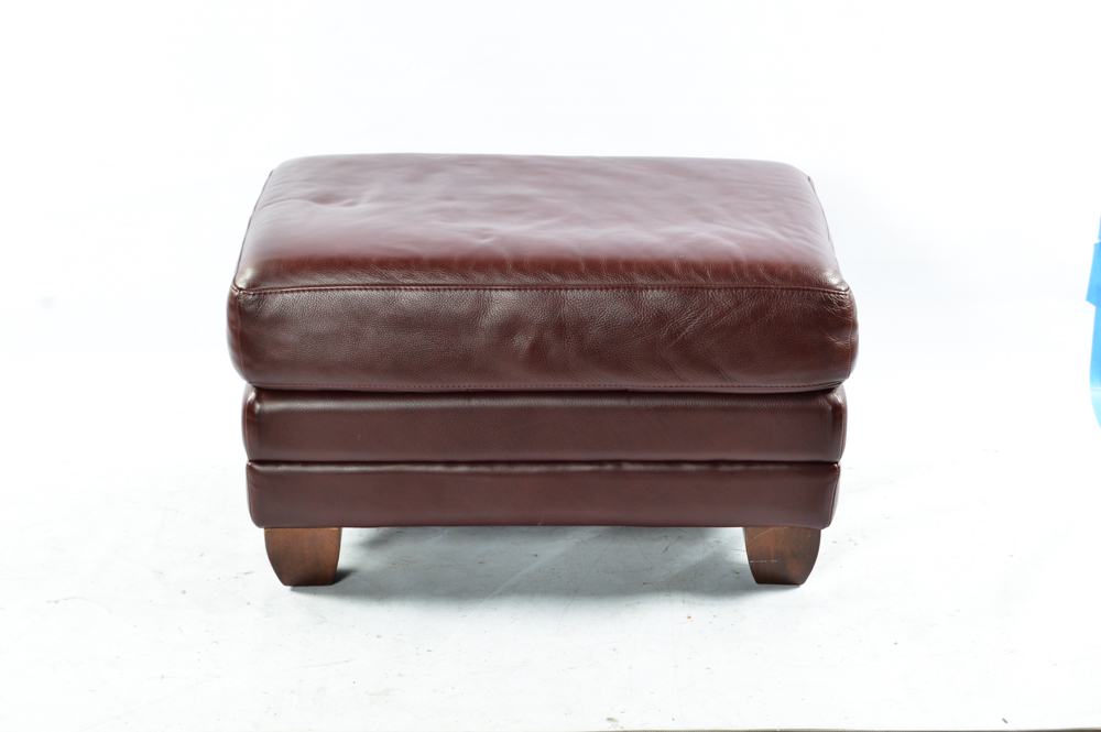 Ethan Allen Leather Club Chair with Ottoman