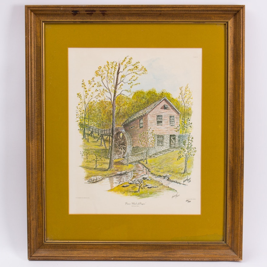 Howard Fain "Pioneer Wheels of Progress - The Old Mill" Signed Limited Edition Offset Lithograph