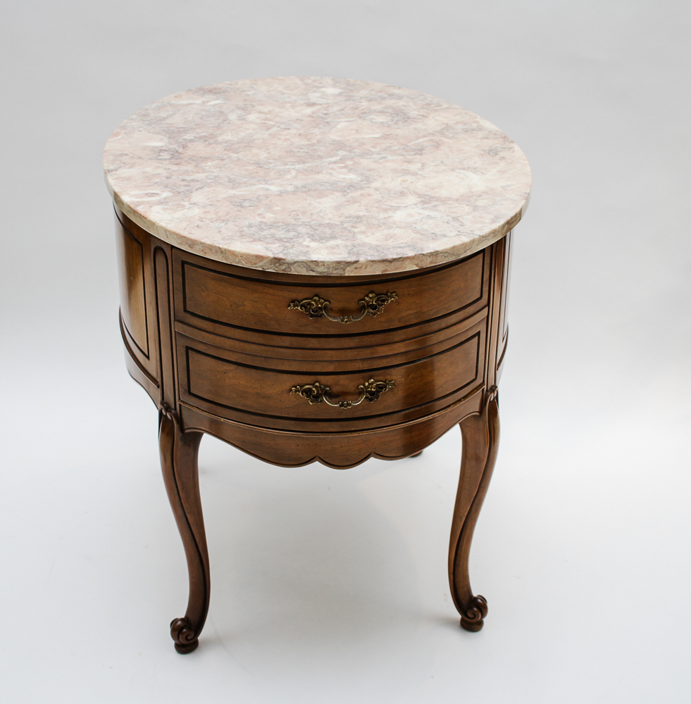 Pair of Weiman Heirloom Marble Topped Antique End Tables