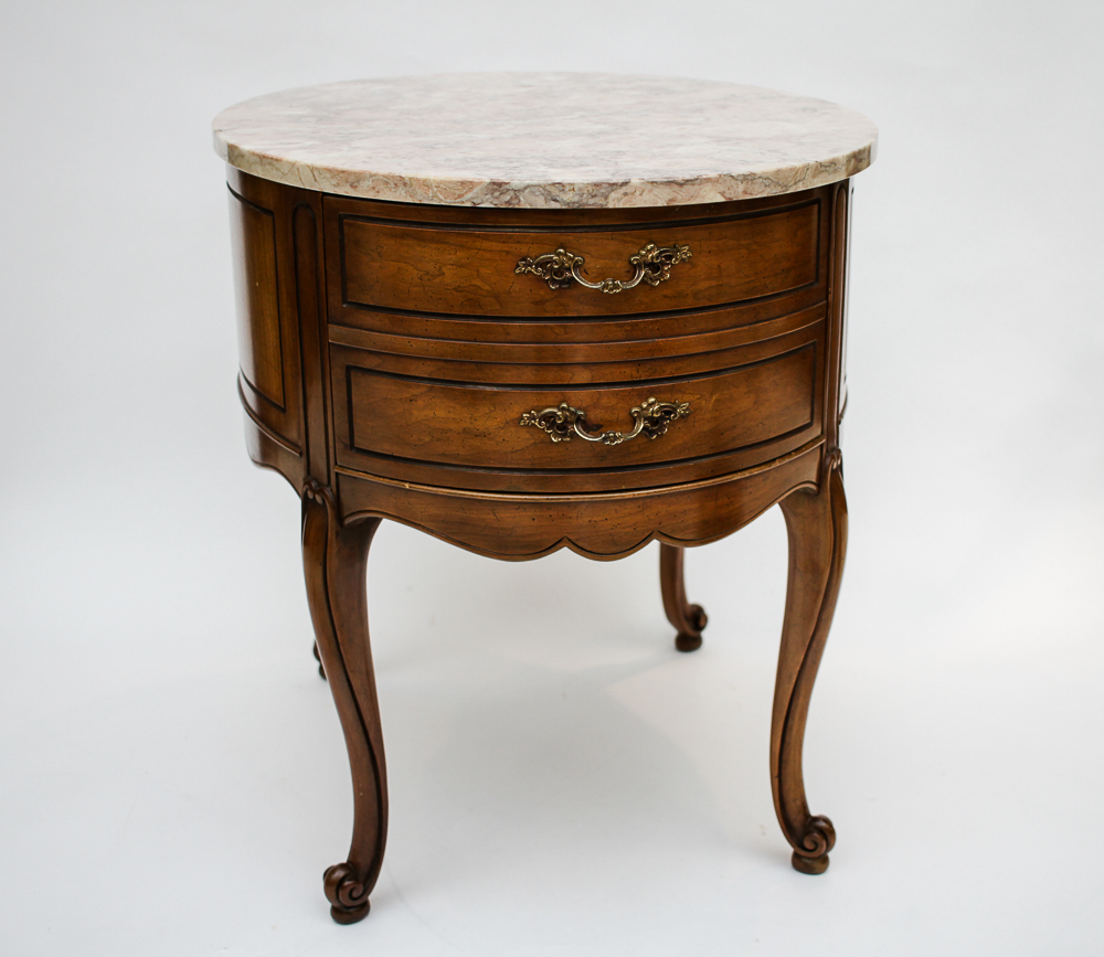 Pair of Weiman Heirloom Marble Topped Antique End Tables