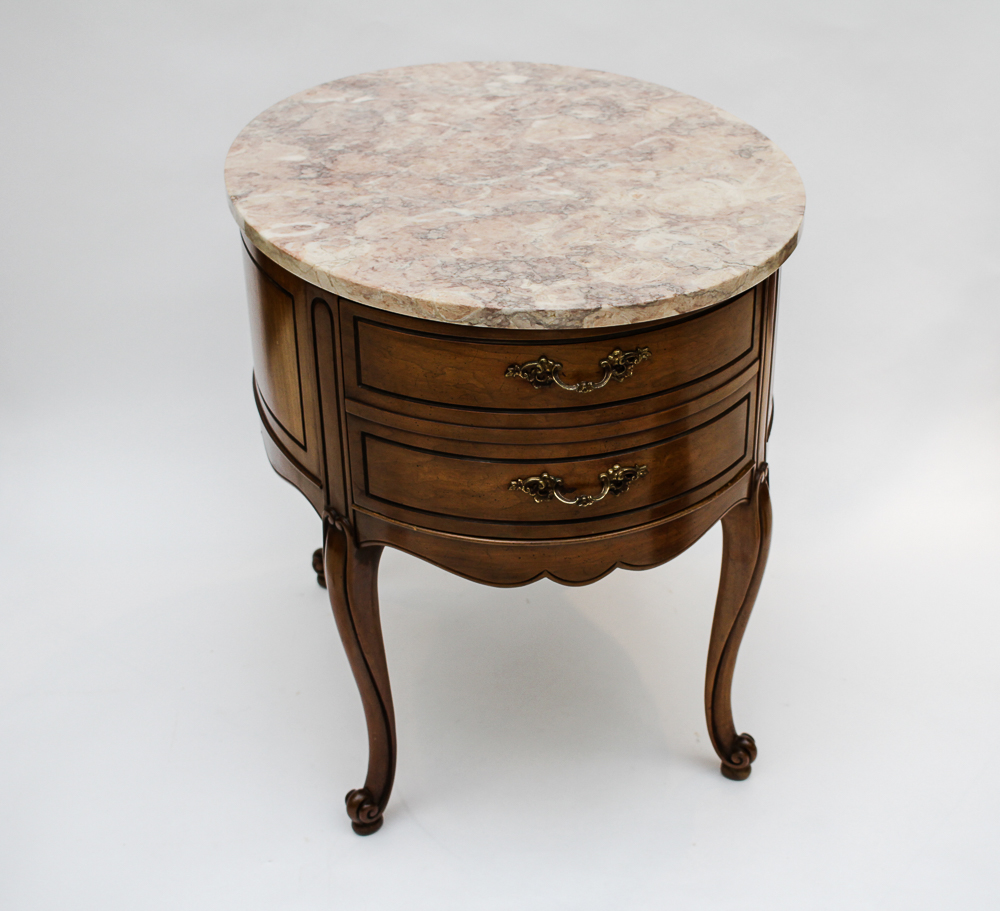 Pair of Weiman Heirloom Marble Topped Antique End Tables