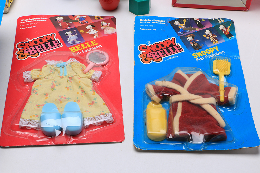 1980s Knickerbocker "Snoopy & Belle" Fashion Dolls with Other Vintage Snoopy Toys