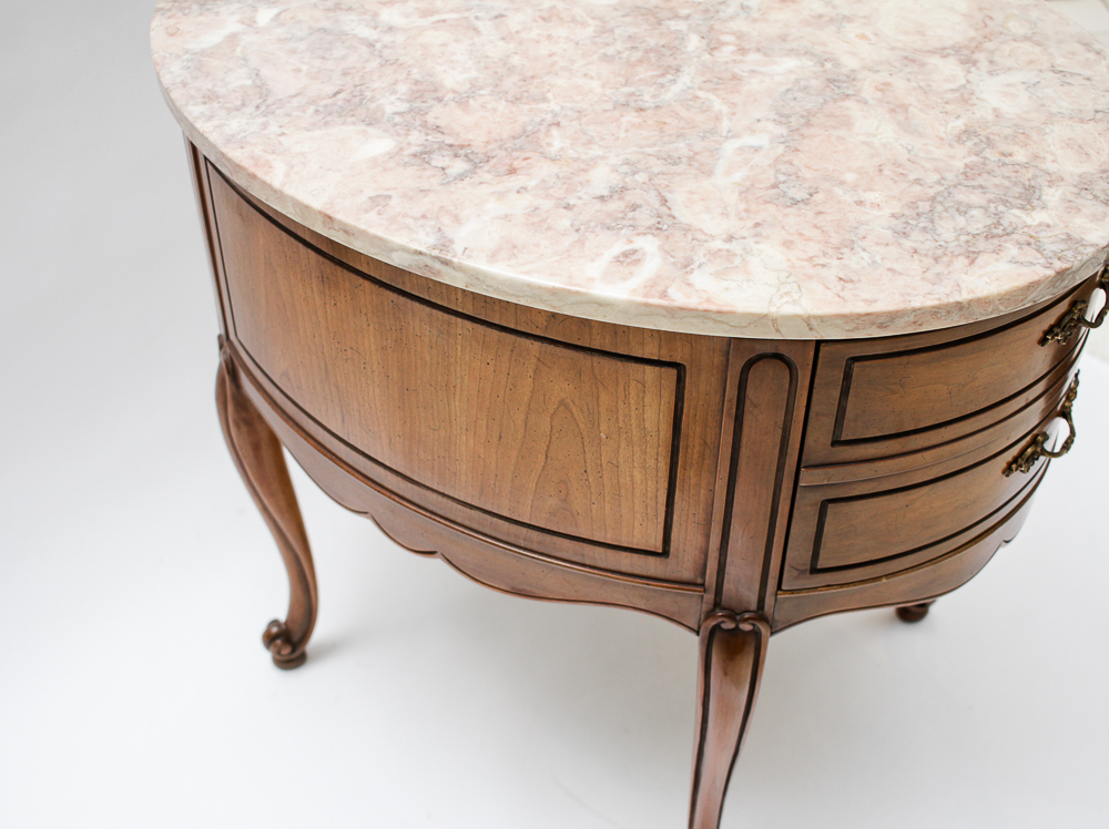 Pair of Weiman Heirloom Marble Topped Antique End Tables