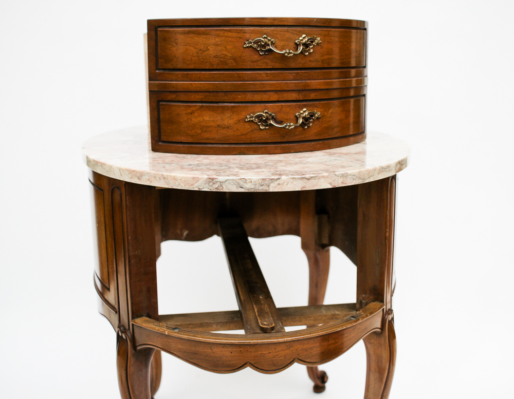 Pair of Weiman Heirloom Marble Topped Antique End Tables