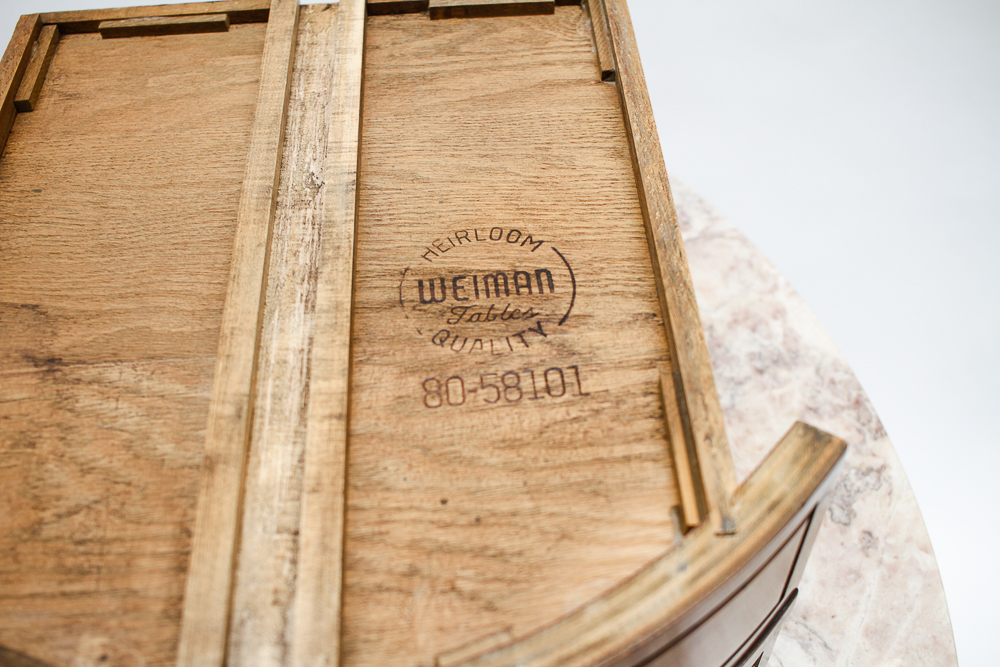 Pair of Weiman Heirloom Marble Topped Antique End Tables