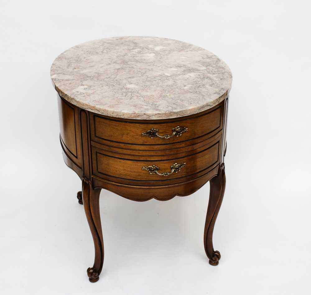 Pair of Weiman Heirloom Marble Topped Antique End Tables