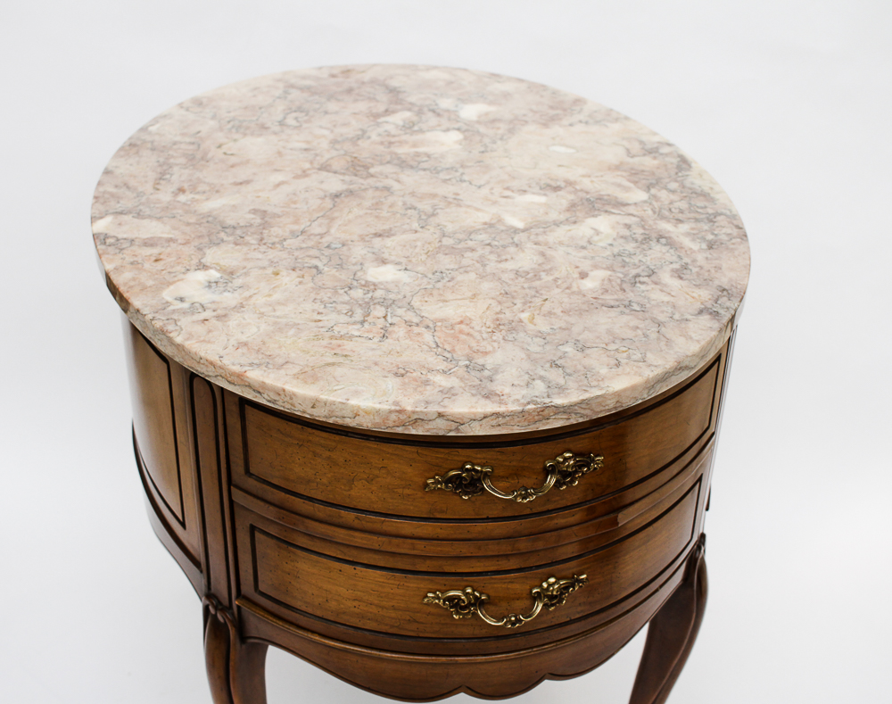 Pair of Weiman Heirloom Marble Topped Antique End Tables