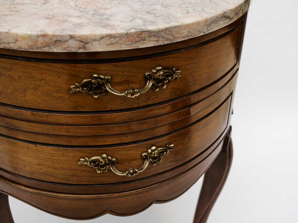 Pair of Weiman Heirloom Marble Topped Antique End Tables