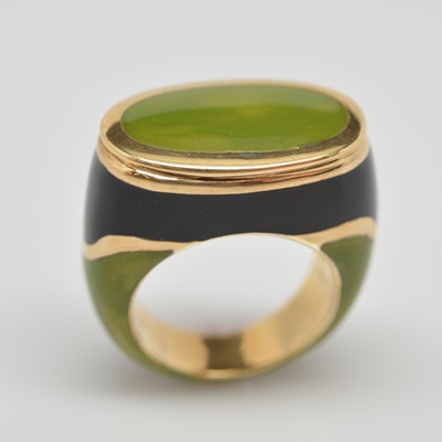 18K Yellow Gold and Enamel Fidia Gioielli Ring