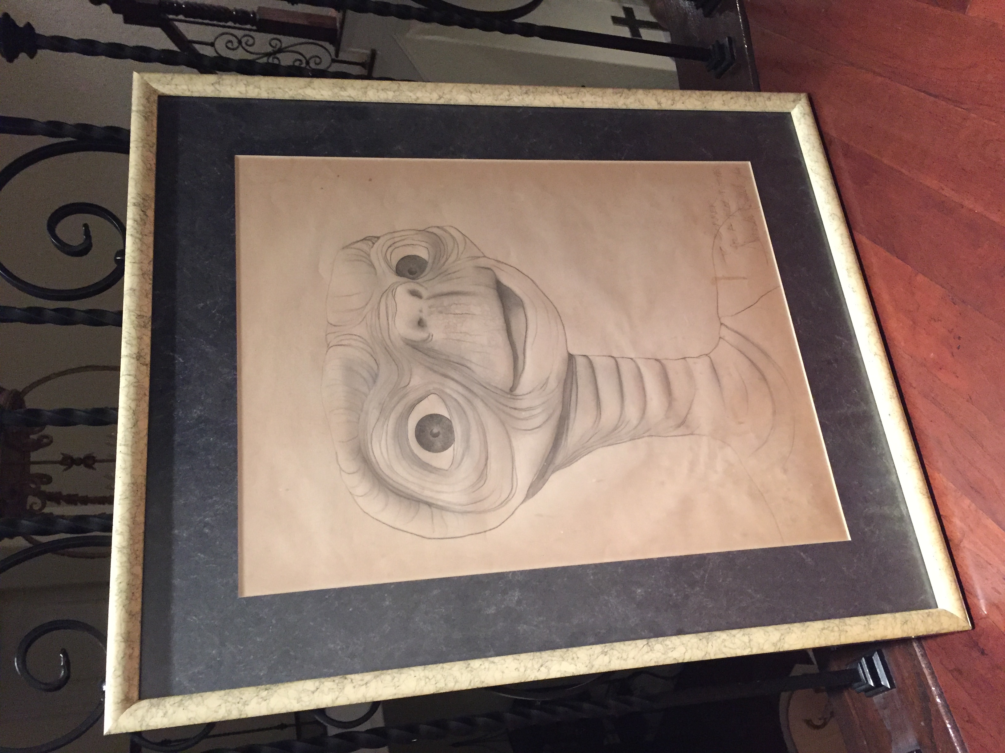 Original Charcoal Sketch of E.T. on Paper