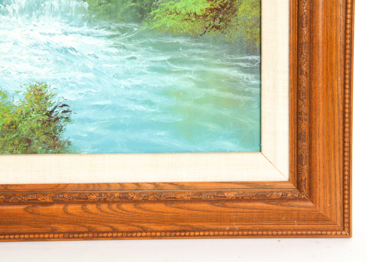 Original R. Danford Oil on Canvas Waterfall Painting