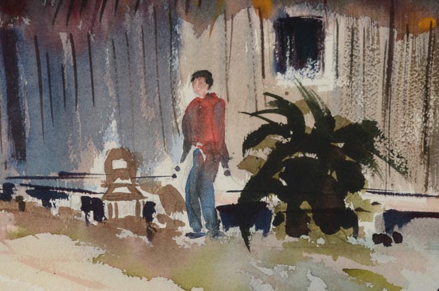 Electra Malone Original Watercolor Tropical Landscape