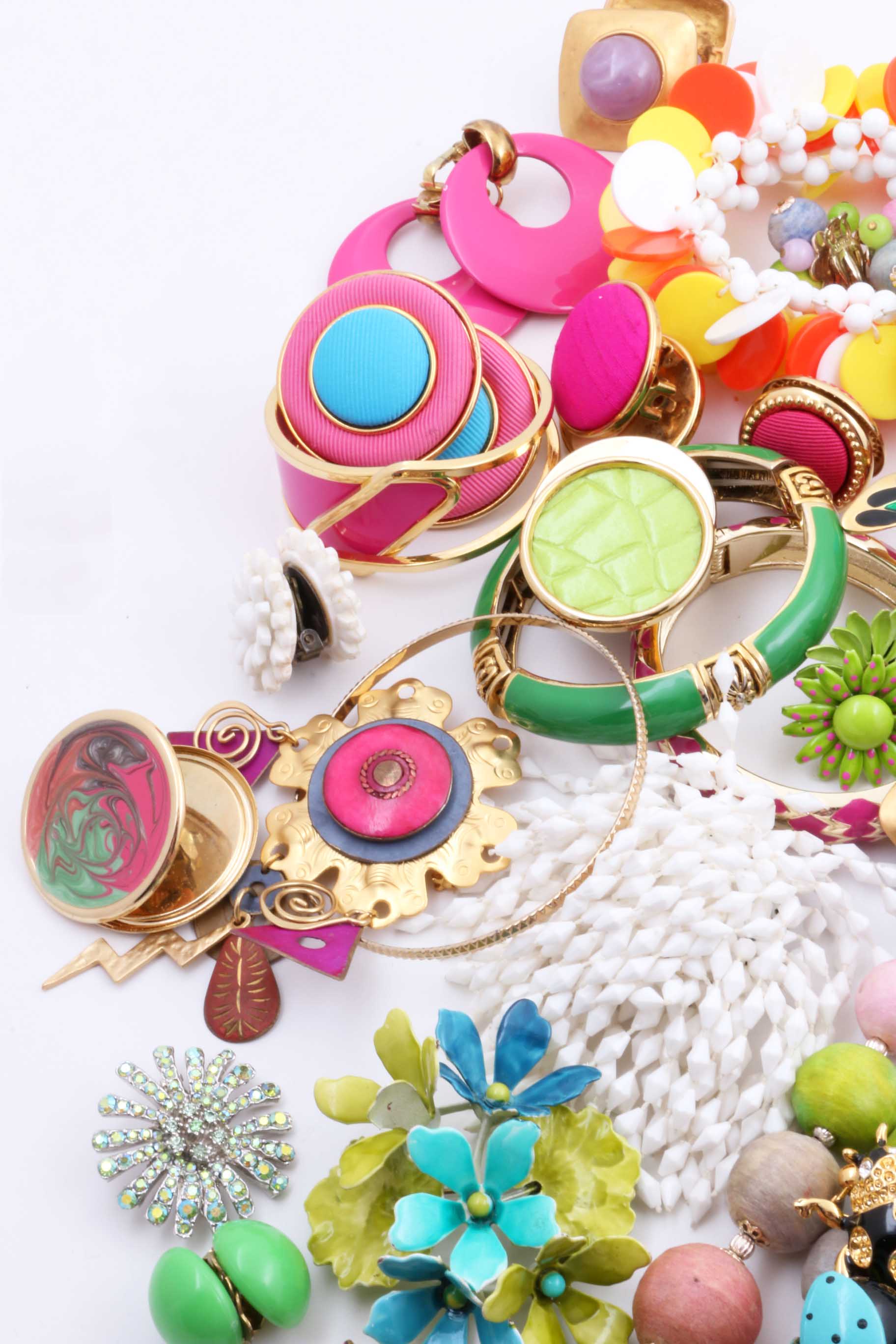 Collection of Costume Jewelry with Flowers and Insects