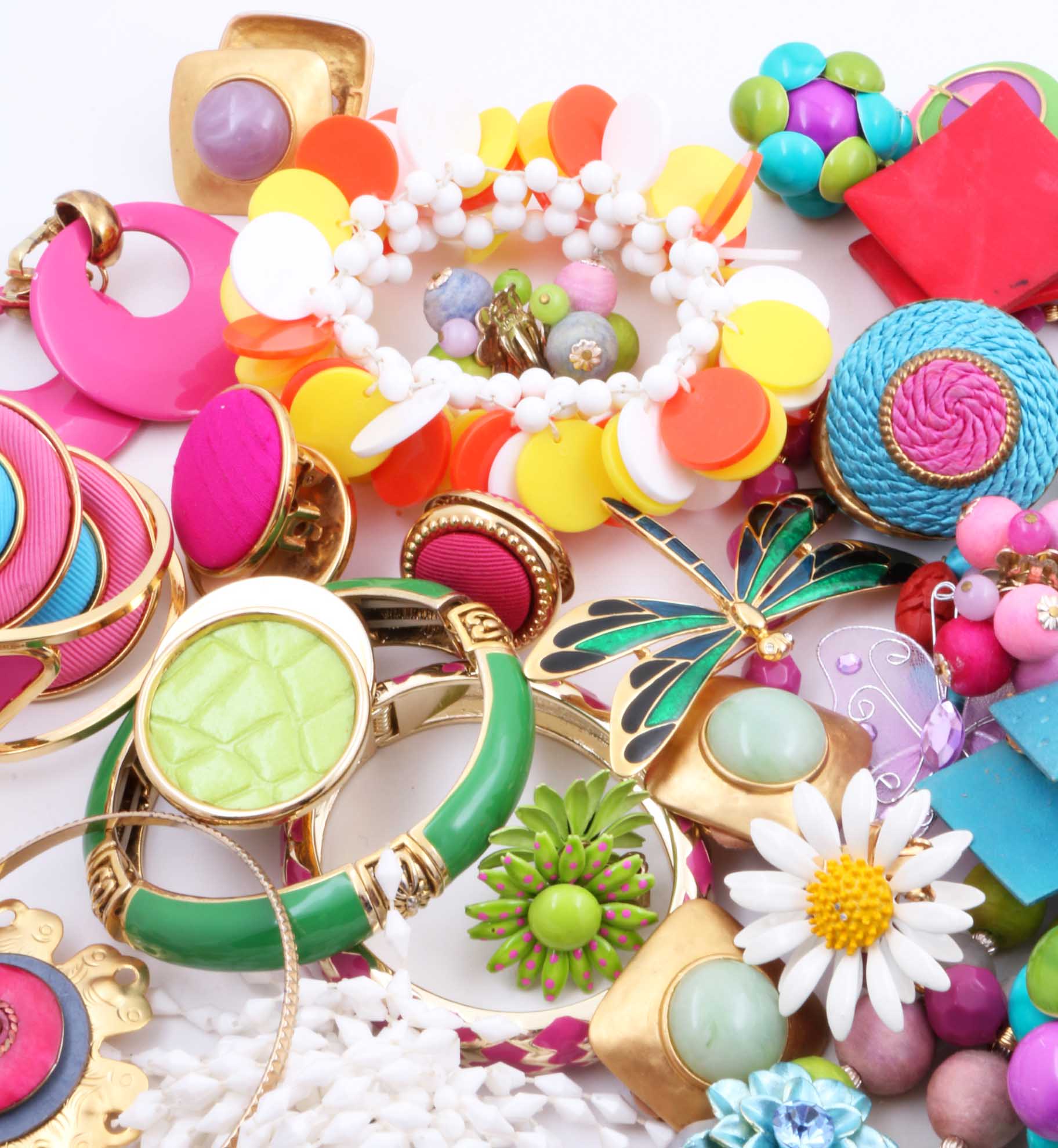 Collection of Costume Jewelry with Flowers and Insects