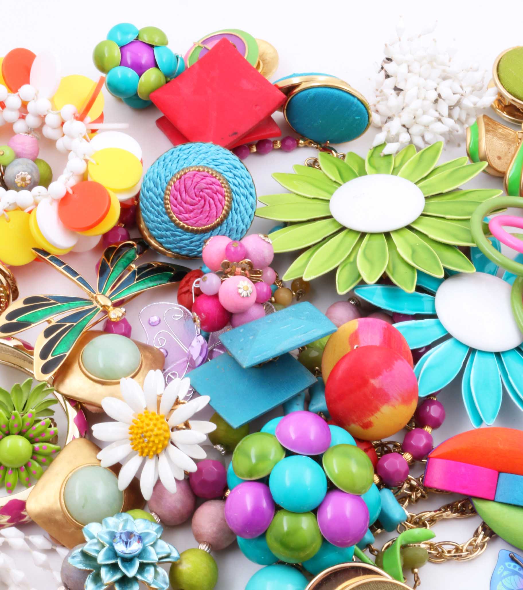 Collection of Costume Jewelry with Flowers and Insects