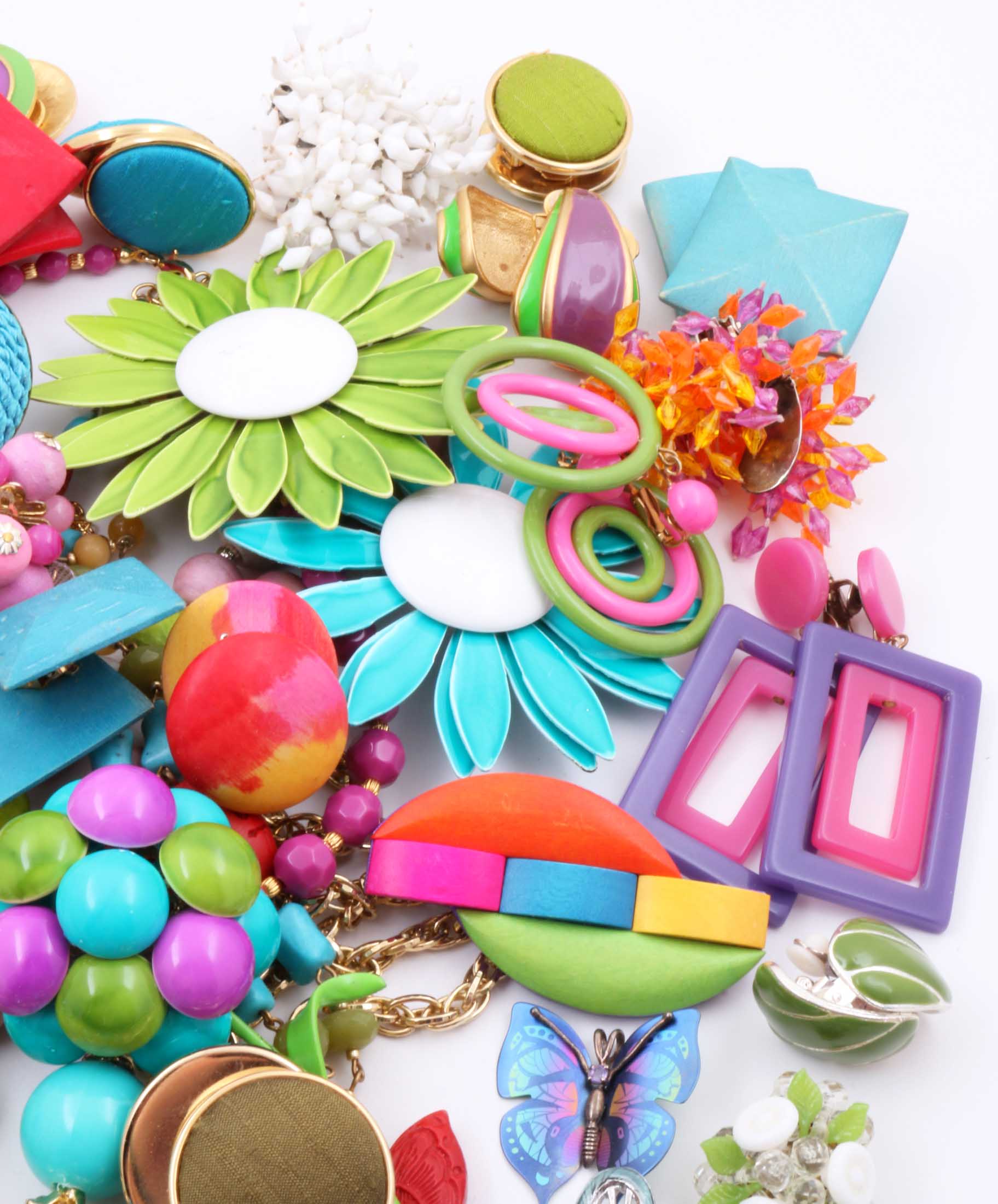 Collection of Costume Jewelry with Flowers and Insects