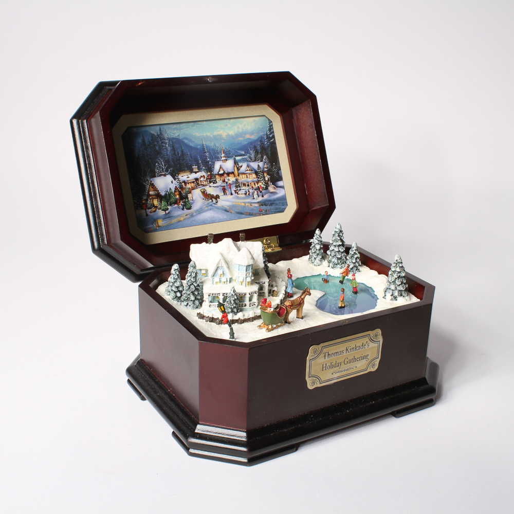Thomas Kinkade's Holiday Gathering Winter Scene Music Box