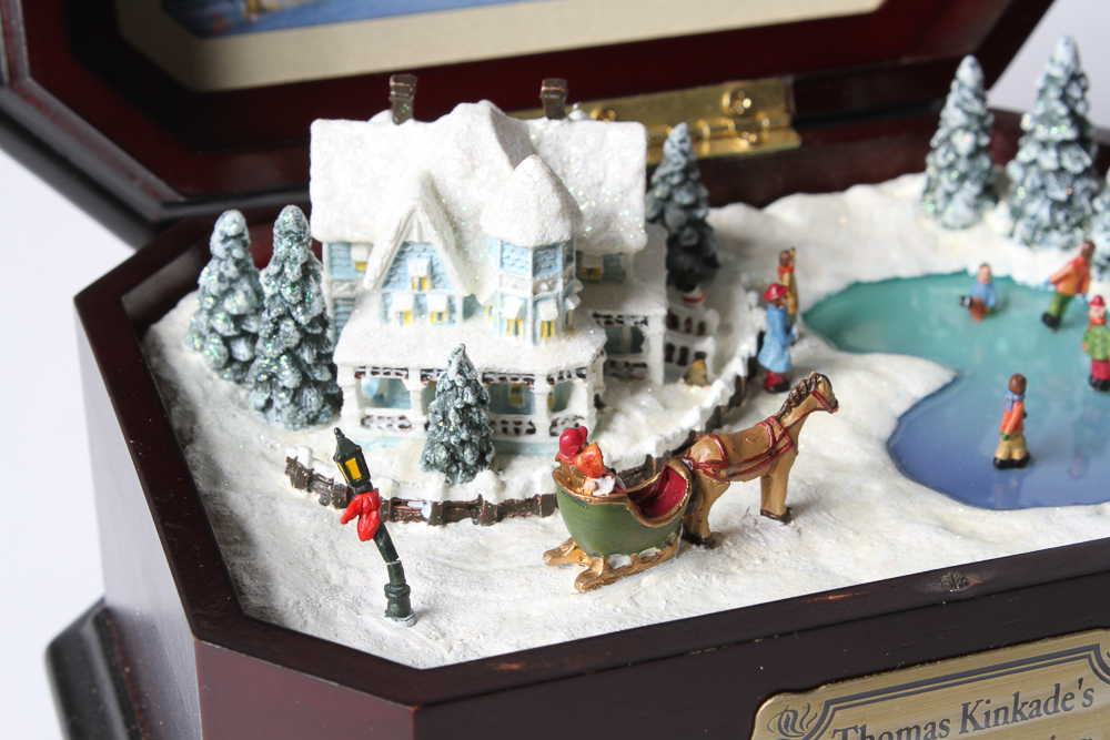 Thomas Kinkade's Holiday Gathering Winter Scene Music Box