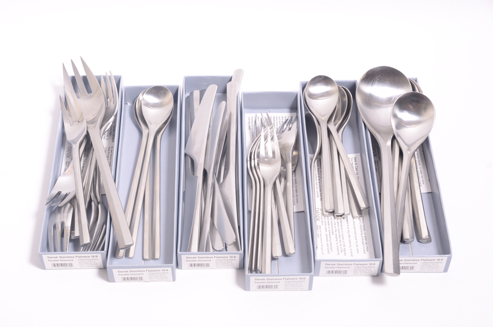 Dansk Parallel Diamond Flatware for Eight Place Settings