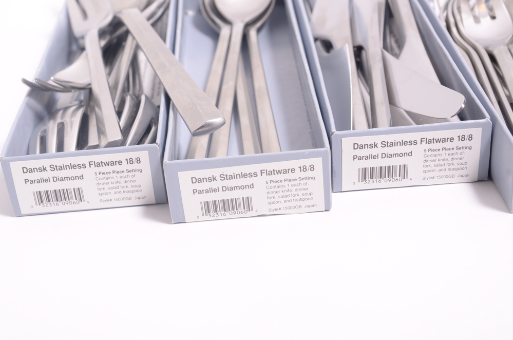 Dansk Parallel Diamond Flatware for Eight Place Settings