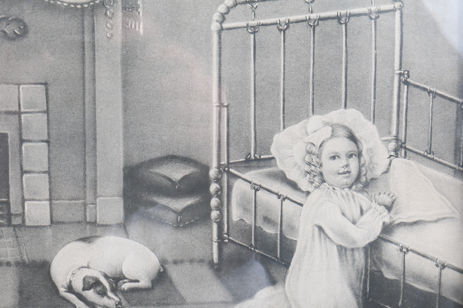 Black and White Print of Father and Daughter