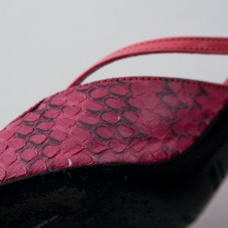 Prada Pink Snakeskin Leather Kitten Heels