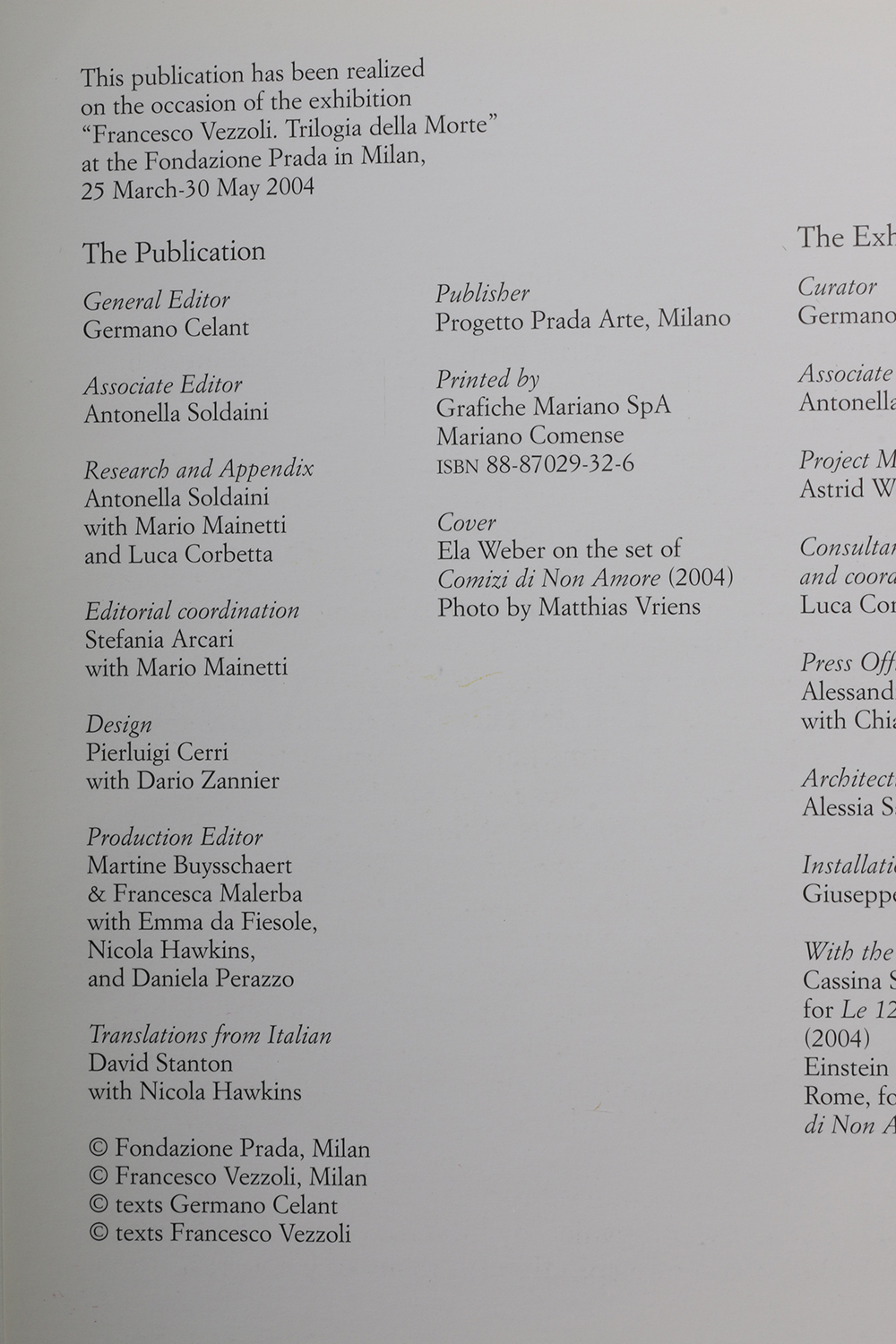 Museum Catalog for Trilogia Della Morte