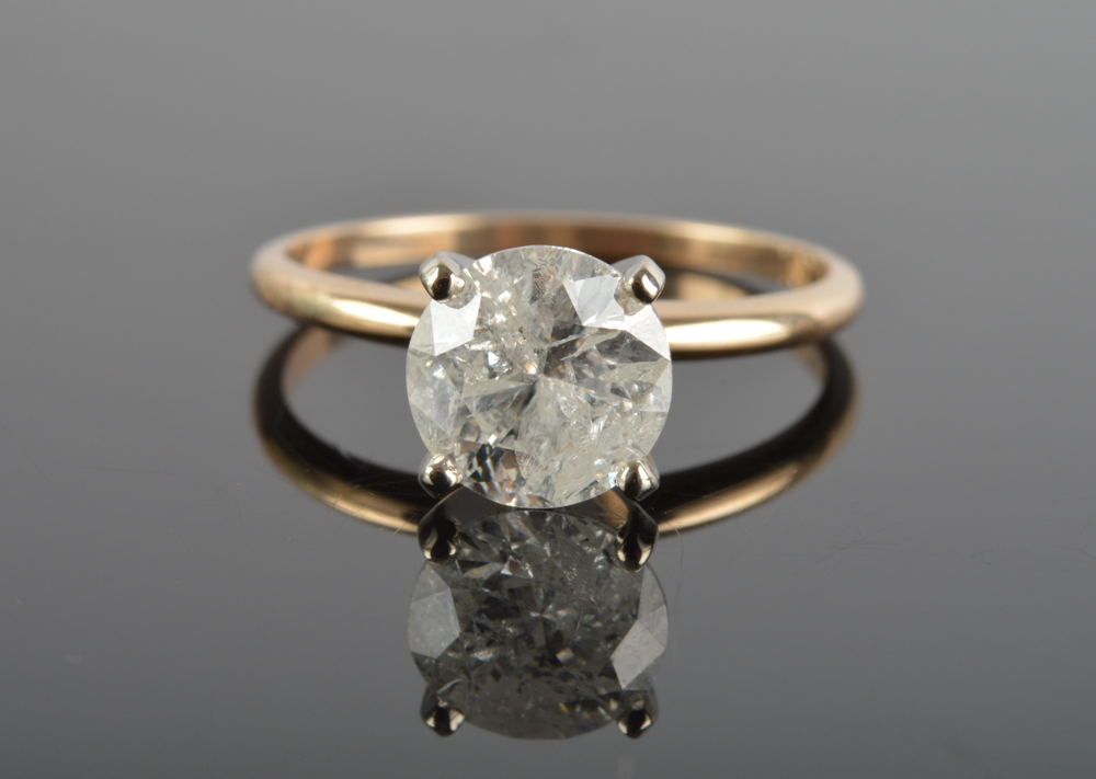 14K Solid Yellow Gold 1.50 CT Diamond Engagement Ring
