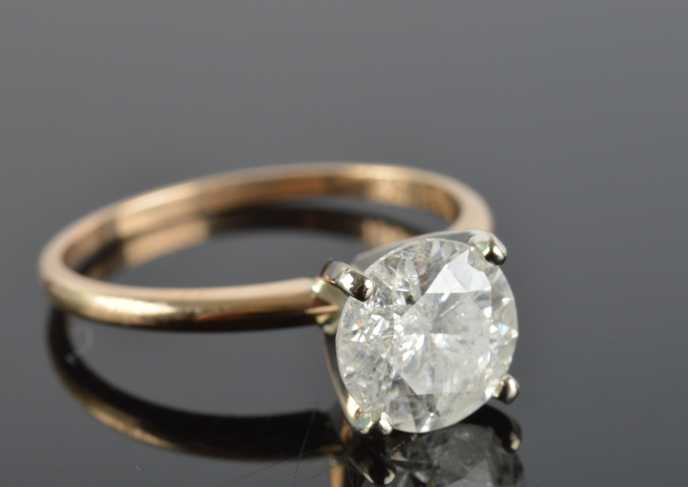 14K Solid Yellow Gold 1.50 CT Diamond Engagement Ring