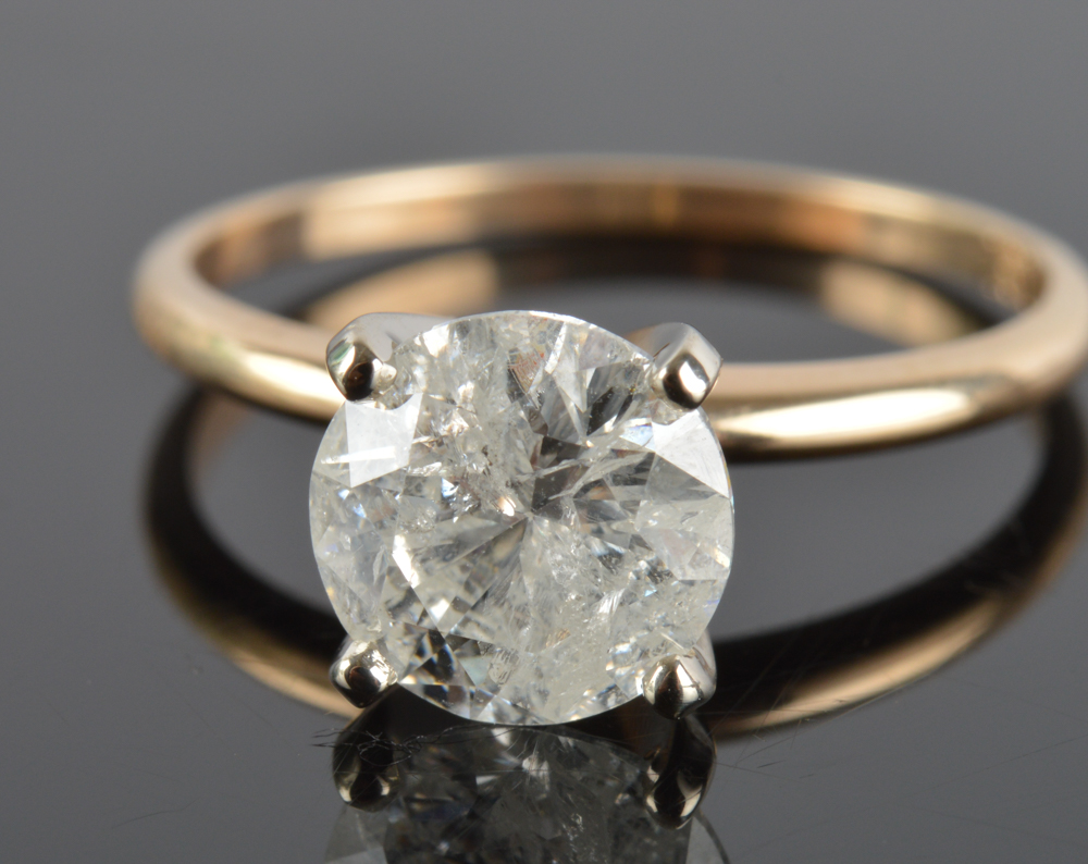 14K Solid Yellow Gold 1.50 CT Diamond Engagement Ring