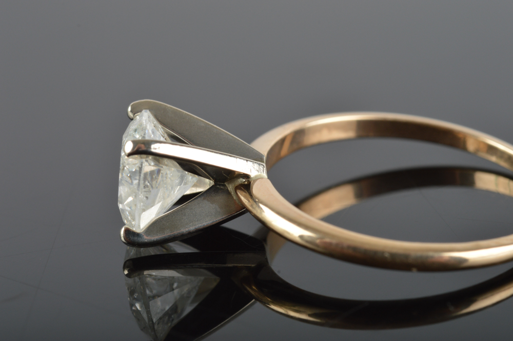 14K Solid Yellow Gold 1.50 CT Diamond Engagement Ring