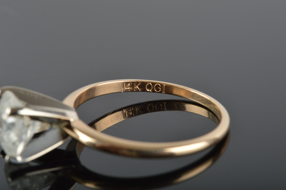 14K Solid Yellow Gold 1.50 CT Diamond Engagement Ring