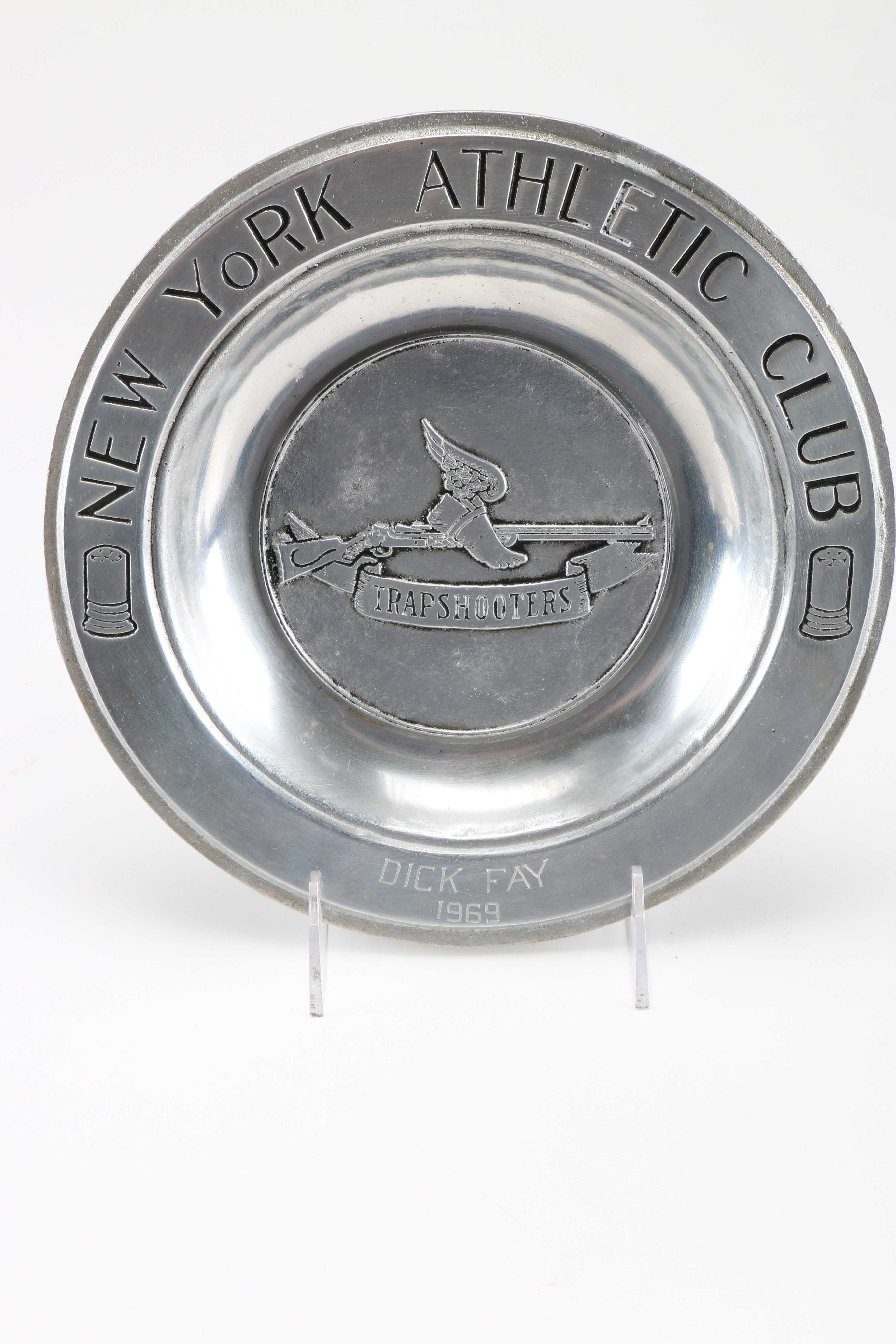 Vintage Pair of Souvenir Pewter Plates