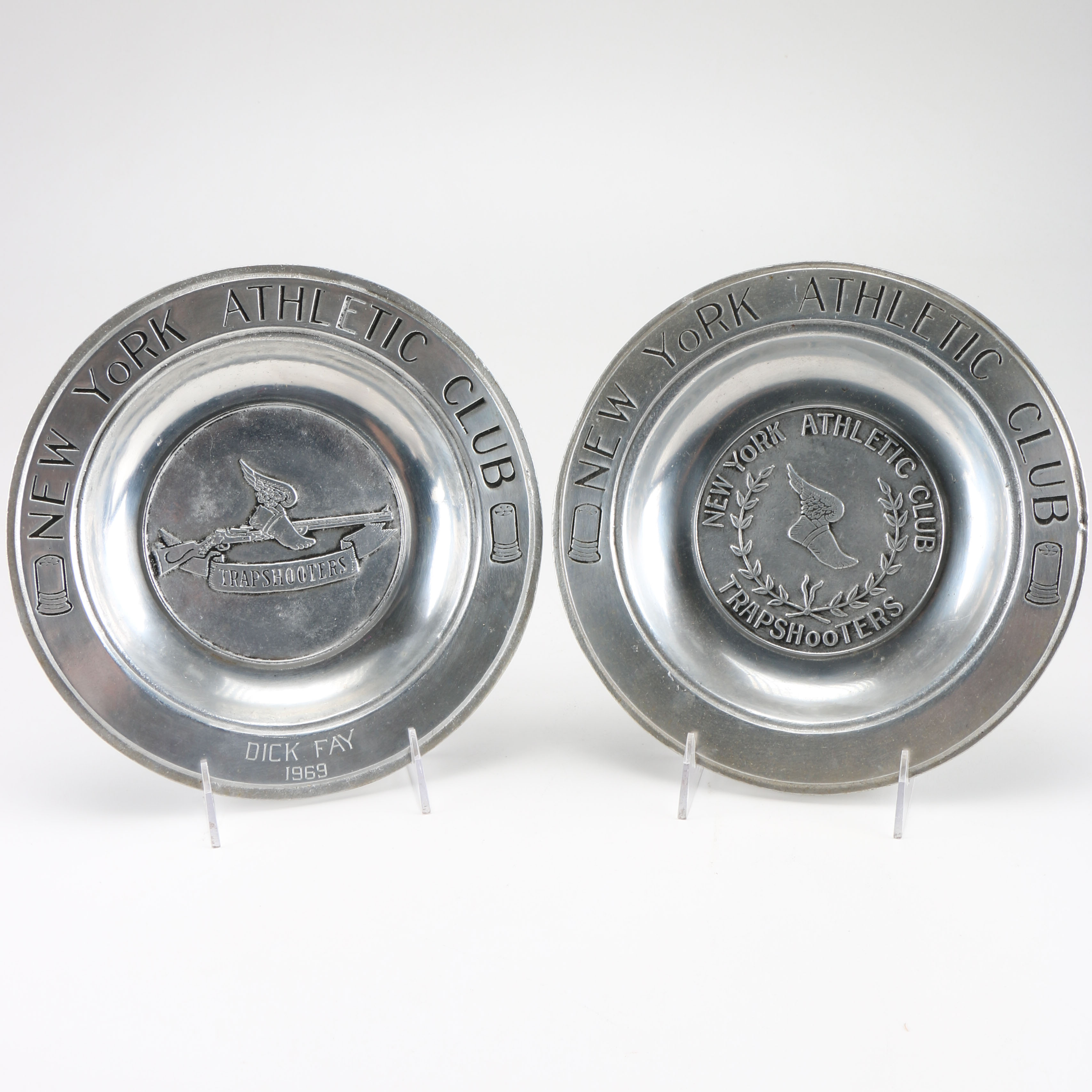 Vintage Pair of Souvenir Pewter Plates