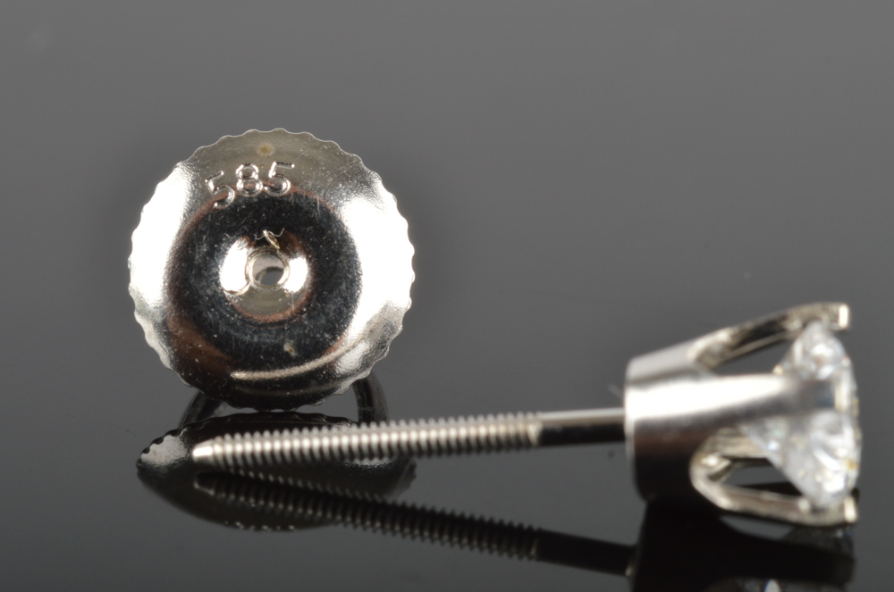 14K Solid White Gold 0.50 CTW Diamond Stud Earrings