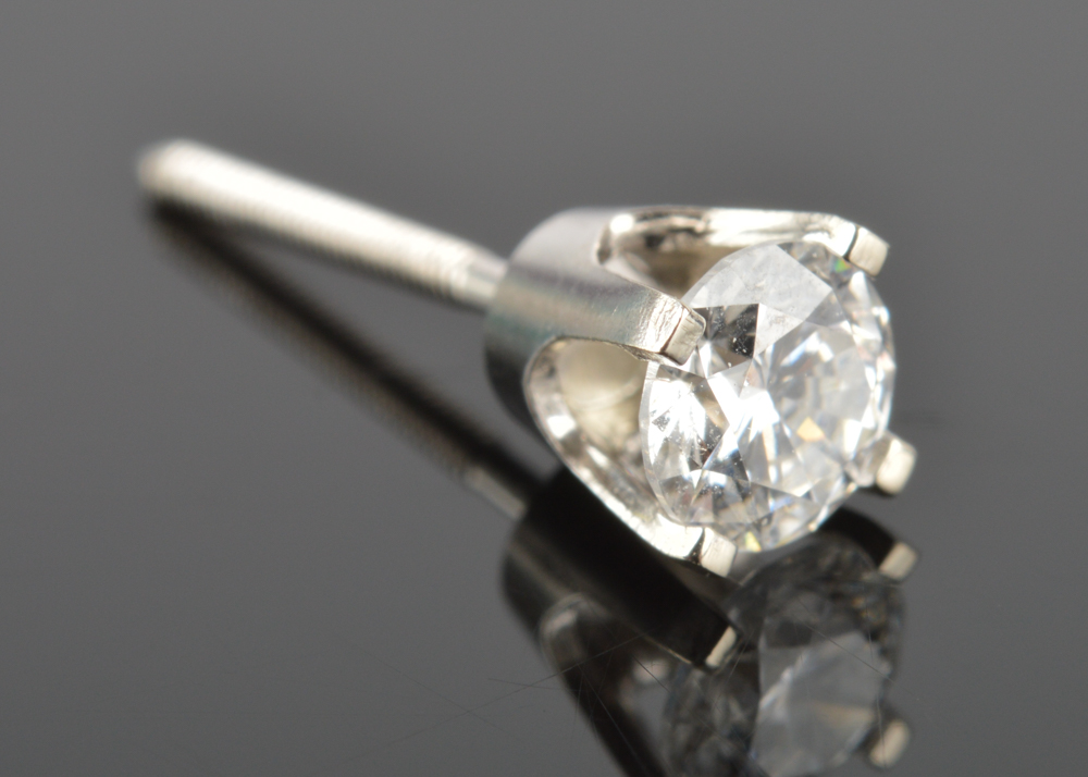 14K Solid White Gold 0.50 CTW Diamond Stud Earrings